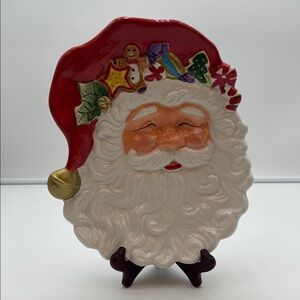 Noble Excellence Red and Gold Santa Claus Holiday Decor Plate